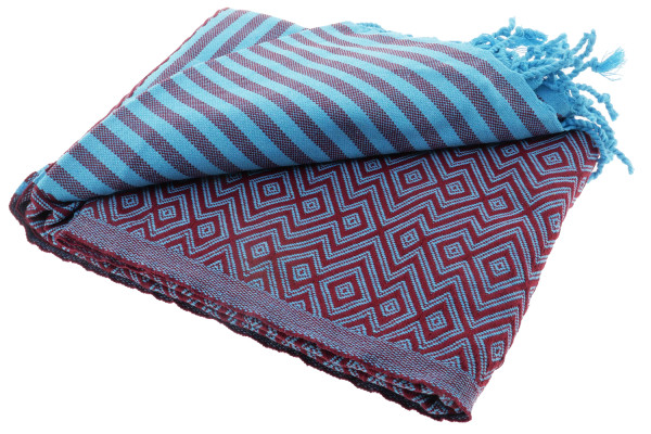 Hamam bath towel Kelim Lux Summer turquoise-bordeaux