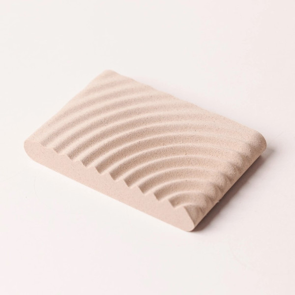 Recycled wood soap dish "Wavy", natural white