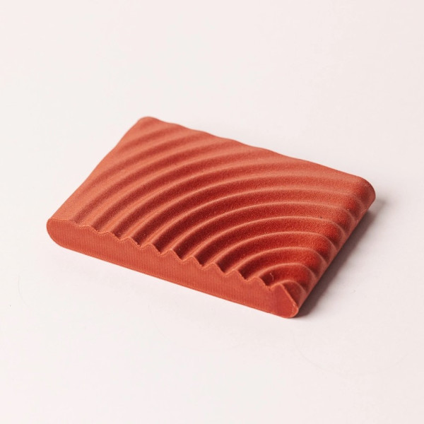 Recycled wood soap dish "Wavy", red