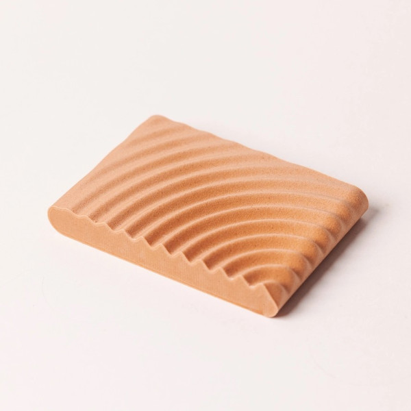 Recycled wood soap dish "Wavy", orange