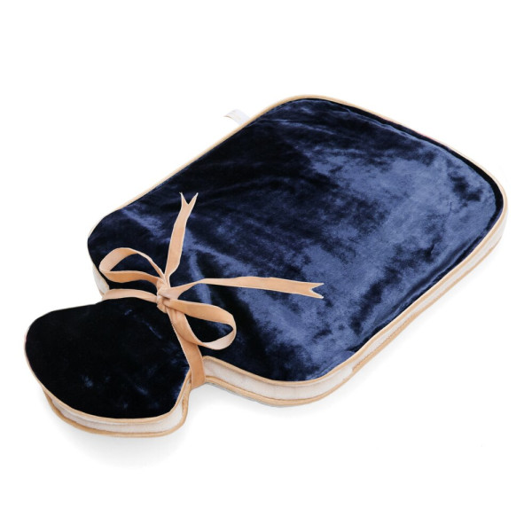 SILK VELVET HOT WATER BOTTLE bleu marine