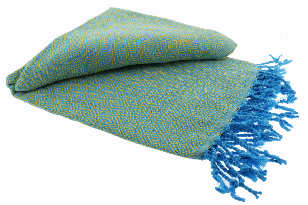 Drap de bain hammam Elmas Summer turquoise-jaune