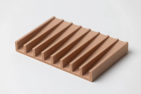 Recycled wood soap dish "Line", terracotta